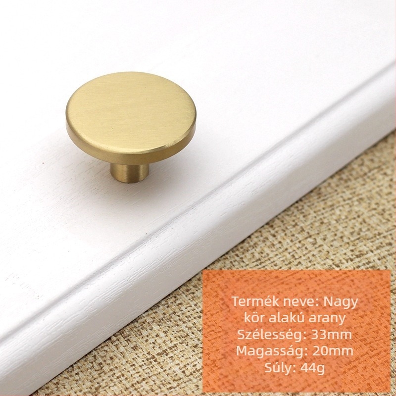 Réz fogantyú bútorokhoz, egylyukú, skandináv minimalista dizájn, szekrényajtókhoz, fiókokhoz és gardróbokhoz, modell t99966552, antioxidáns felületkezelés