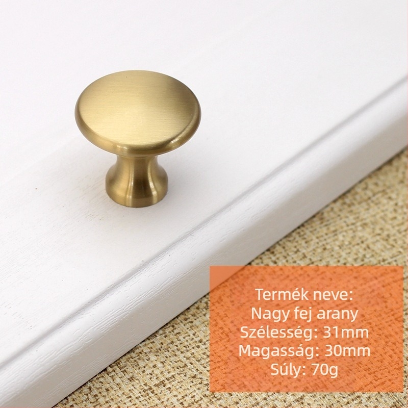 Réz fogantyú bútorokhoz, egylyukú, skandináv minimalista dizájn, szekrényajtókhoz, fiókokhoz és gardróbokhoz, modell t99966552, antioxidáns felületkezelés