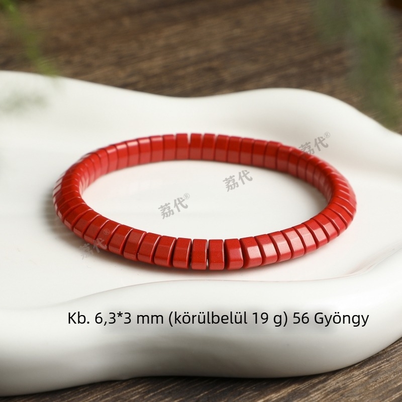 Cinnabar etnikus uniszex spacer karkötő - kézzel készített gyöngyök