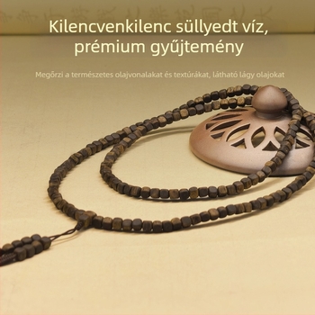 Qinan agarwood karkötő négyzet alakú gyöngyökkel, kézzel készített, etnikai stílus, uniszex