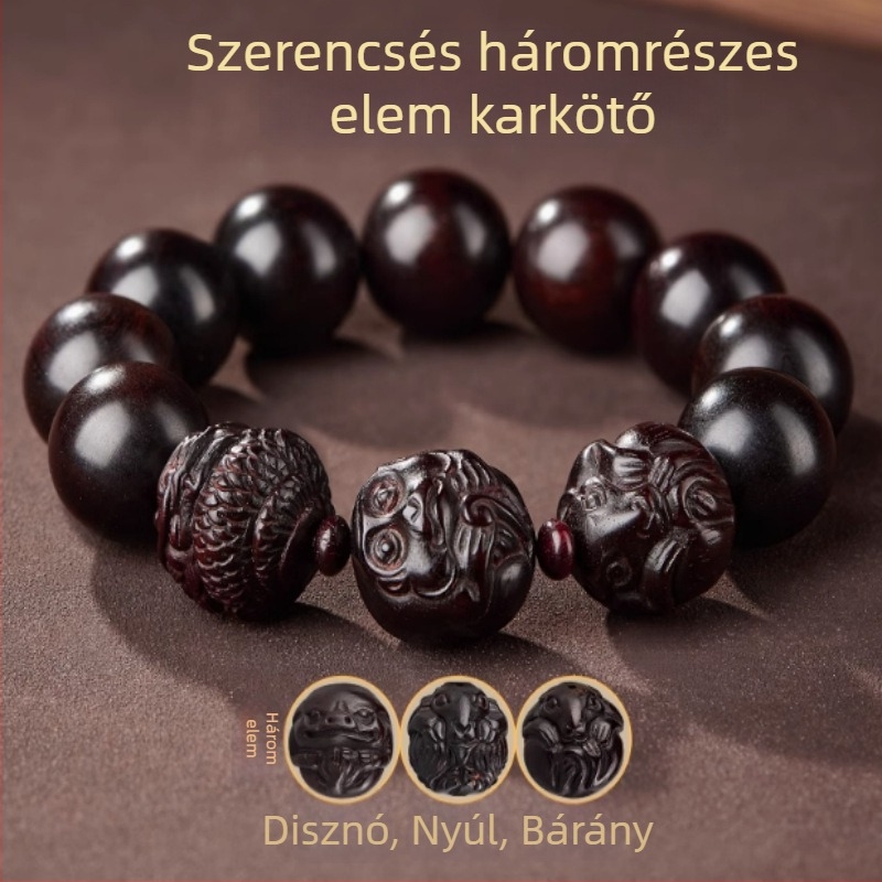 Fából készült karkötő etnikus stílusban, uniszex — kézi készítésű kiegészítő a kézhez, 2024 ősz