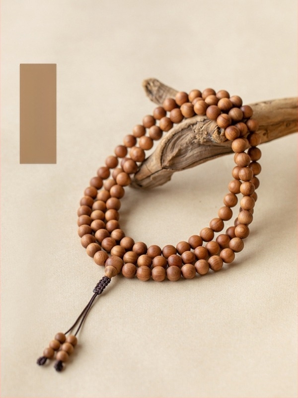 Szantálfa Buddha gyöngyök – 108 gyöngy, uniszex karkötő/nyaklánc, retro stílus