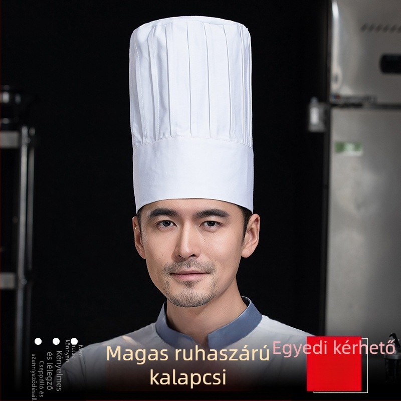 Uniszex pamut twill szakácssapka, lapos tetejű, betűs minta, nyomtatás