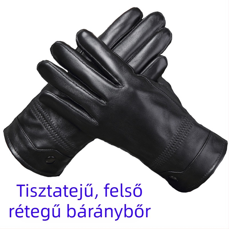 Valódi báránybőrből készült téli kesztyű, béléses és vastagított a melegen tartásért, kerékpárhoz és vezetéshez, uniszex, vékony modell