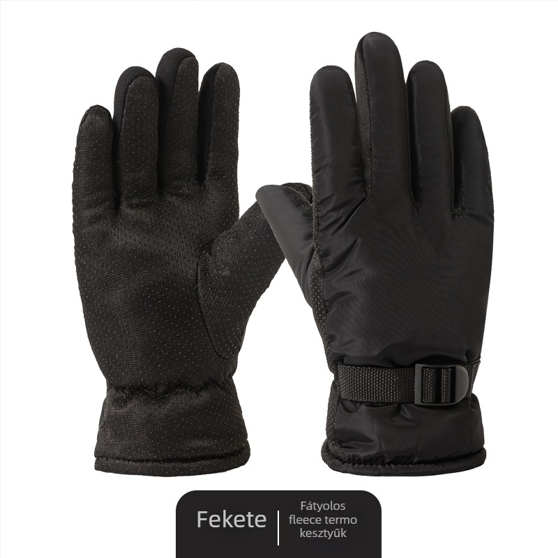 Téli kerékpáros kesztyűk, meleg fleece bélés, szél- és vízálló, pamut anyagú