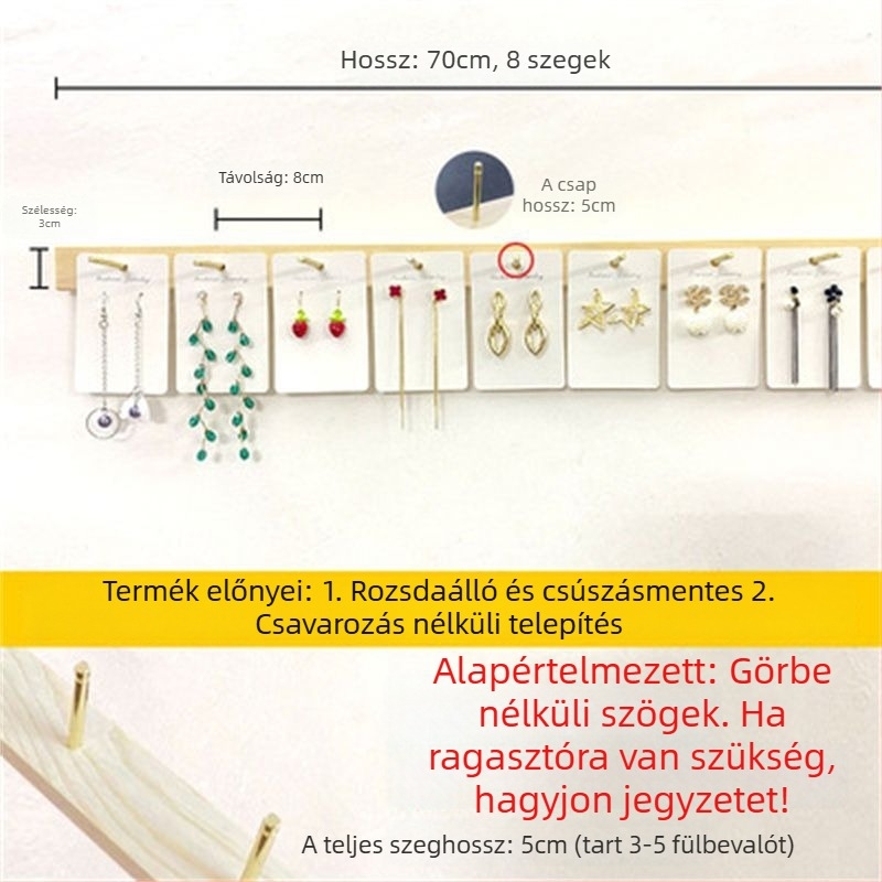 Fali ékszer kiállító polc, több szintes rendező, tömörfa burkolat, TPR anyag, lyukasztási folyamat, stílus Maiden Wind