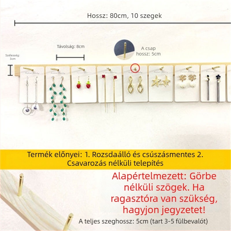Fali ékszer kiállító polc, több szintes rendező, tömörfa burkolat, TPR anyag, lyukasztási folyamat, stílus Maiden Wind