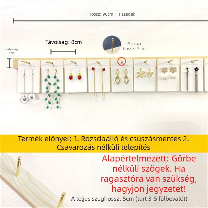 Fali ékszer kiállító polc, több szintes rendező, tömörfa burkolat, TPR anyag, lyukasztási folyamat, stílus Maiden Wind