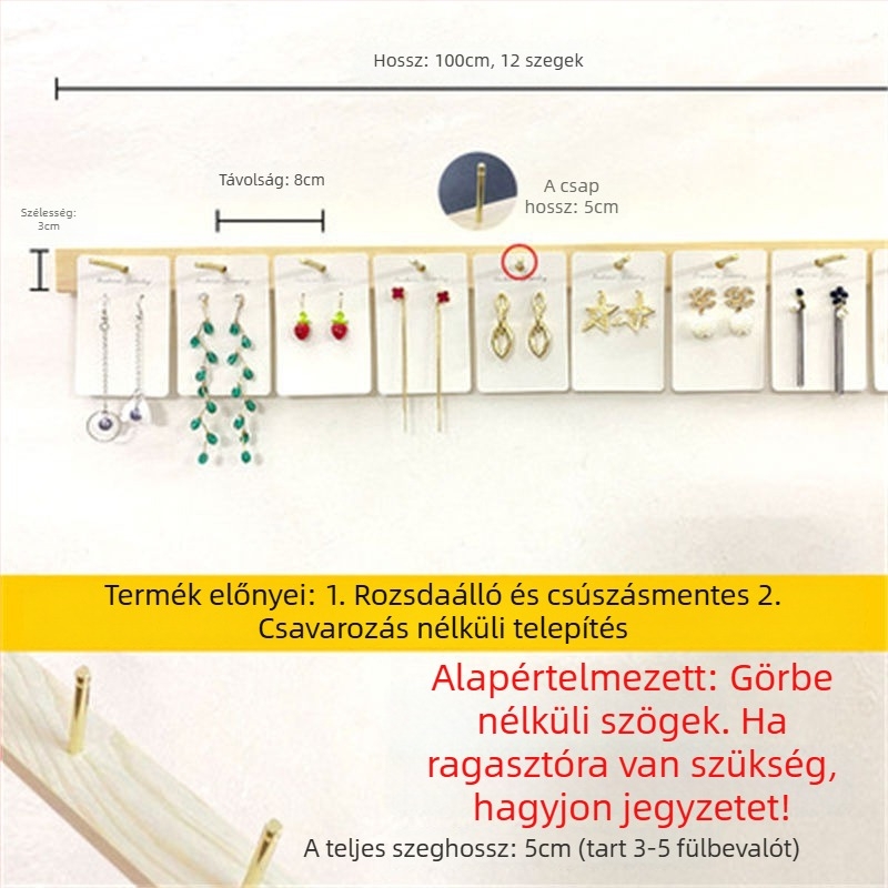 Fali ékszer kiállító polc, több szintes rendező, tömörfa burkolat, TPR anyag, lyukasztási folyamat, stílus Maiden Wind