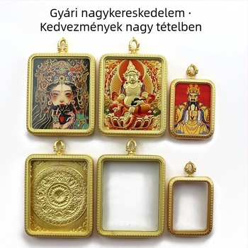 DIY ékszerkiegészítők – Ötvözet, kettős oldalú vízálló Gawu Box, Tibeti Thangka kézzel festett portré a medál burkolatában, elektroplakolás, eredet Dongguan, márka Zangtai Jewelry, etnikus–irodalmi retro stílus