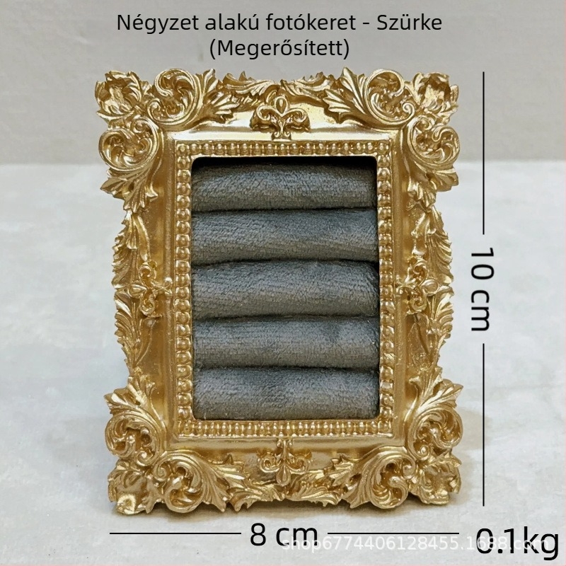 Vintage ékszerkialakító állvány – fém szerkezet, velúr bevonat, négyszögletes kialakítás, egy darabból, vas- művészeti kivitelezés