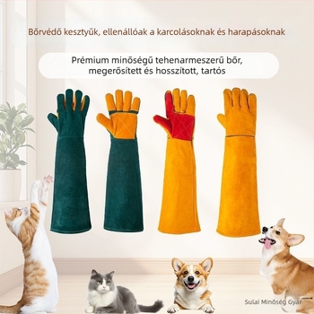 Kutyakiképző kesztyű — Vastagított bőr, szakadásálló, megóv a karcolásoktól és harapásoktól macskáknál, kutyáknál és hörcsögöknél