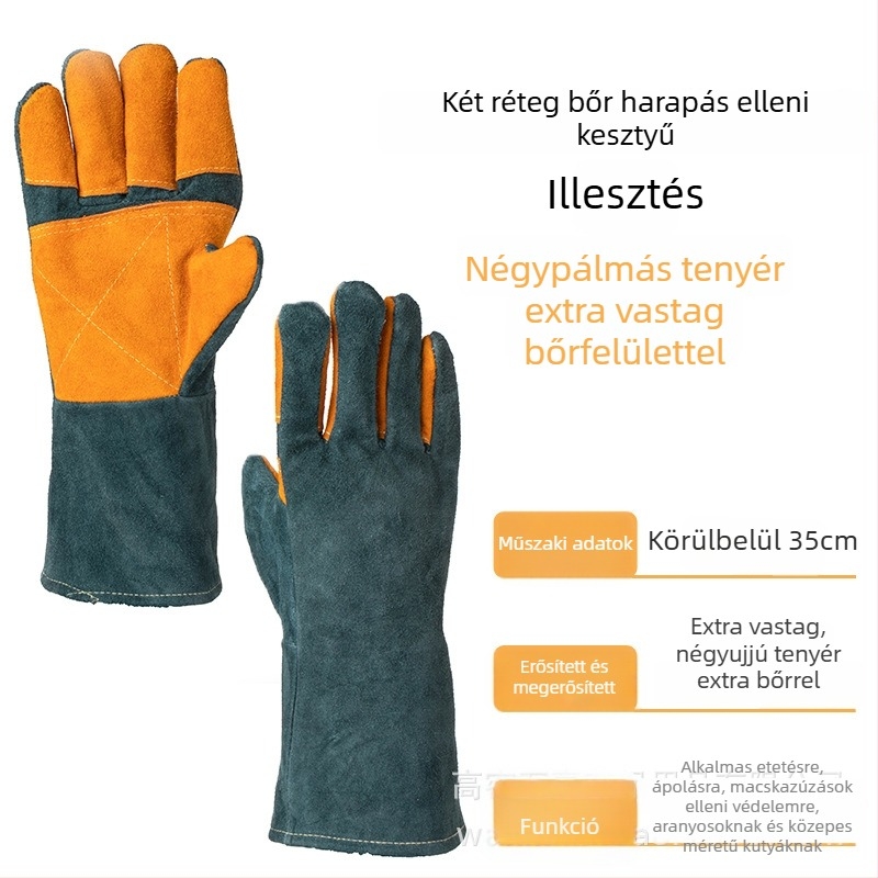 Állati edző kesztyűk harapás elleni védelemmel - kutya harapás elleni védelem, karcolás elleni védelem, körömvágás - Wan Jia, 318 g, gyári használat