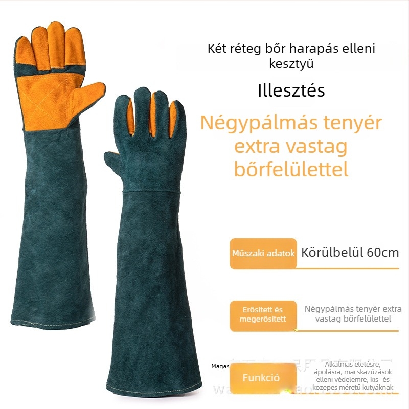 Állati edző kesztyűk harapás elleni védelemmel - kutya harapás elleni védelem, karcolás elleni védelem, körömvágás - Wan Jia, 318 g, gyári használat