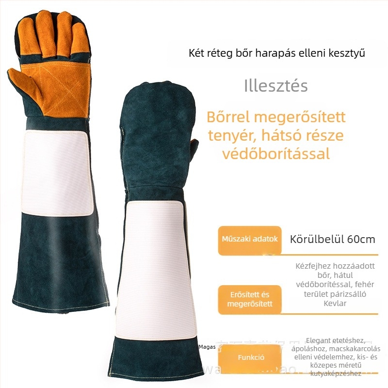 Állati edző kesztyűk harapás elleni védelemmel - kutya harapás elleni védelem, karcolás elleni védelem, körömvágás - Wan Jia, 318 g, gyári használat