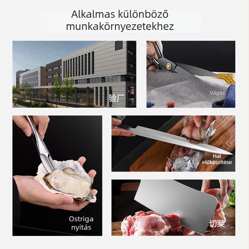 Szúrás- és vágásálló kesztyű, 9. fokozatú vágásállóság, ötujjas rozsdamentes acélból, késálló