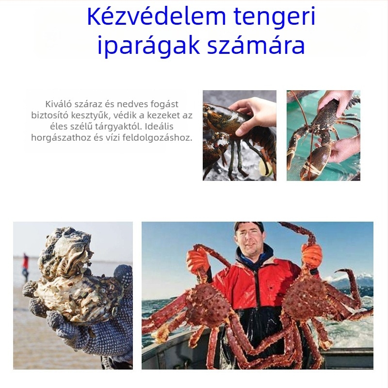 Hosszított vízi halászati kesztyű műanyag bevonattal, vízálló, csúszásmentes, megvastagított