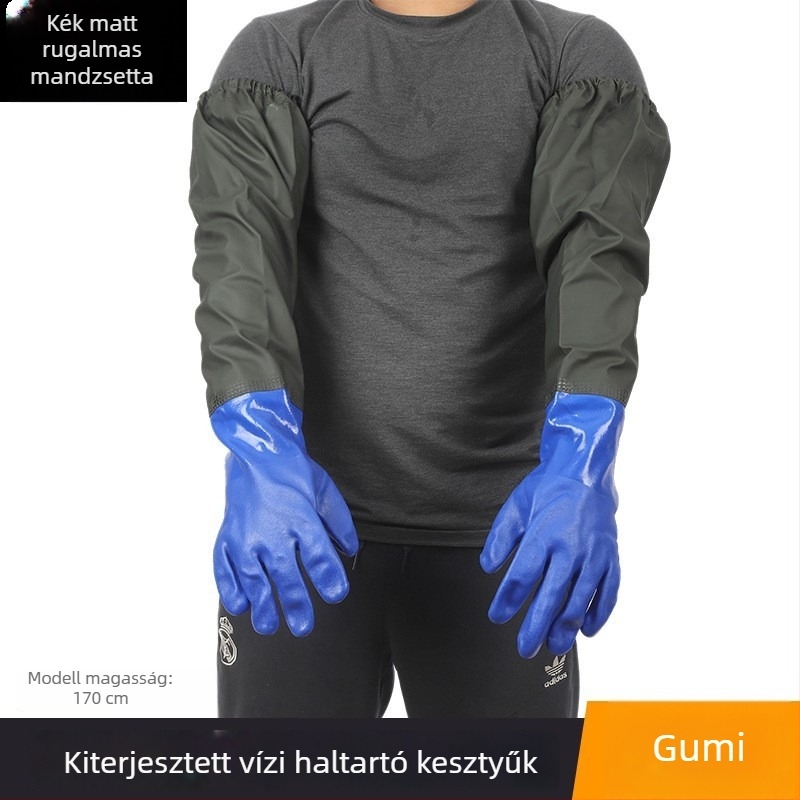 Hosszított vízi halászati kesztyű műanyag bevonattal, vízálló, csúszásmentes, megvastagított