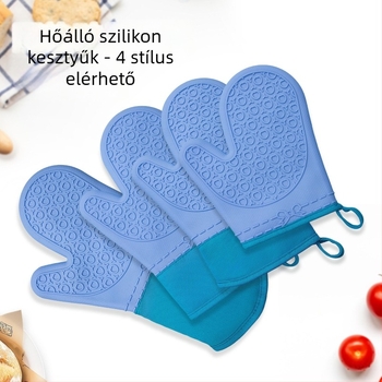 Szigetelt szilikon konyhai kesztyűk, rövid kétujjas kialakítás, égésvédelmi, csúszásmentes, pamut bélés