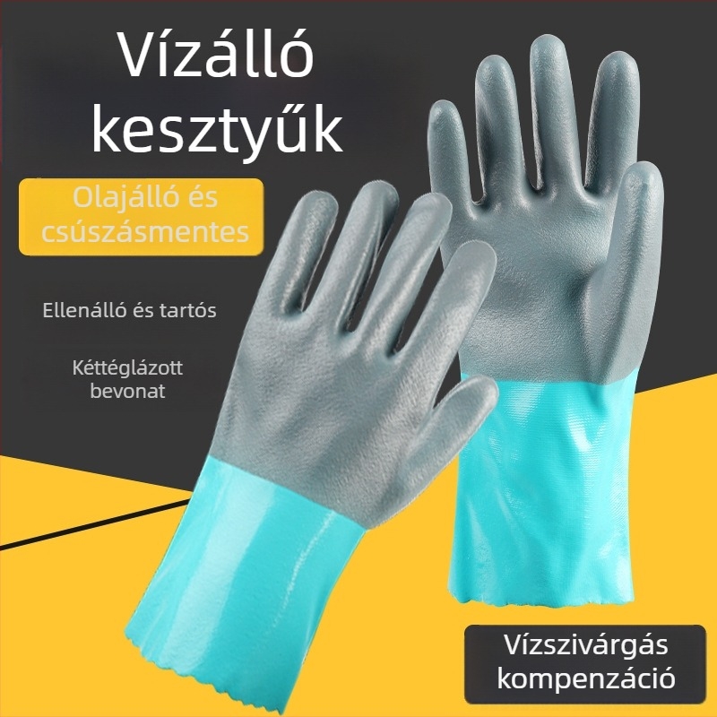 Olajálló csúszásmentes munkakesztyűk, sav- és lúgálló, 200 g