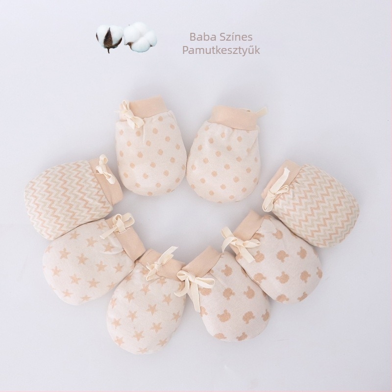 Baba anti-karcoló pamut kötött kesztyűk újszülötteknek, állítható jacquard mintázat, uniszex, Swan's horn