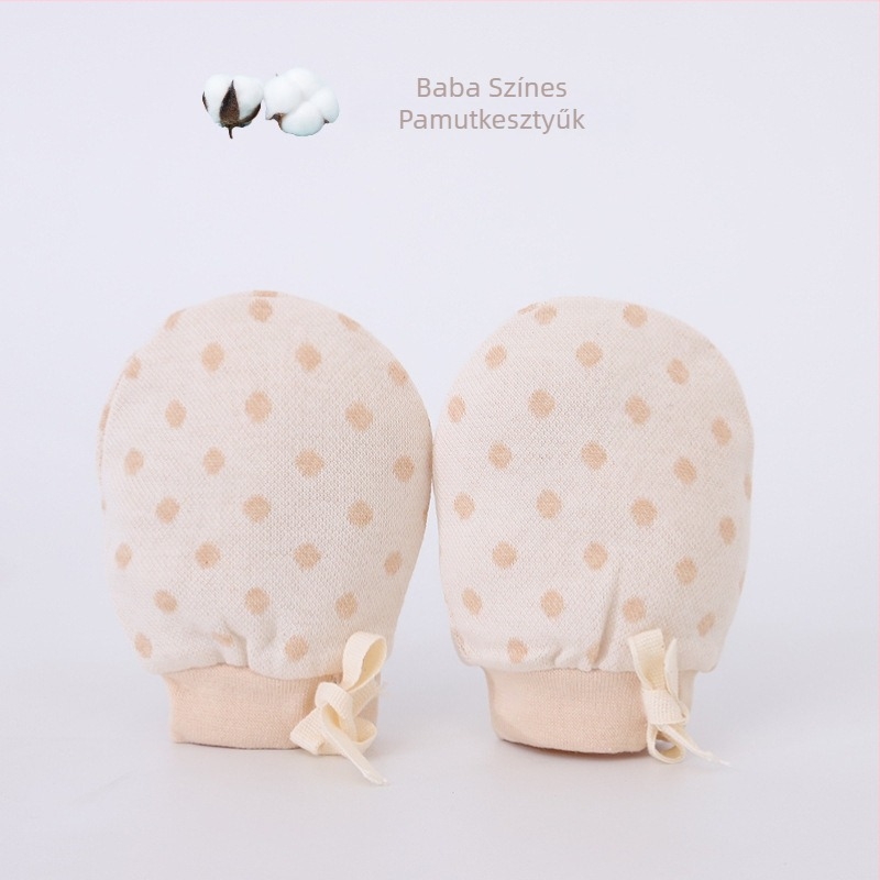 Baba anti-karcoló pamut kötött kesztyűk újszülötteknek, állítható jacquard mintázat, uniszex, Swan's horn