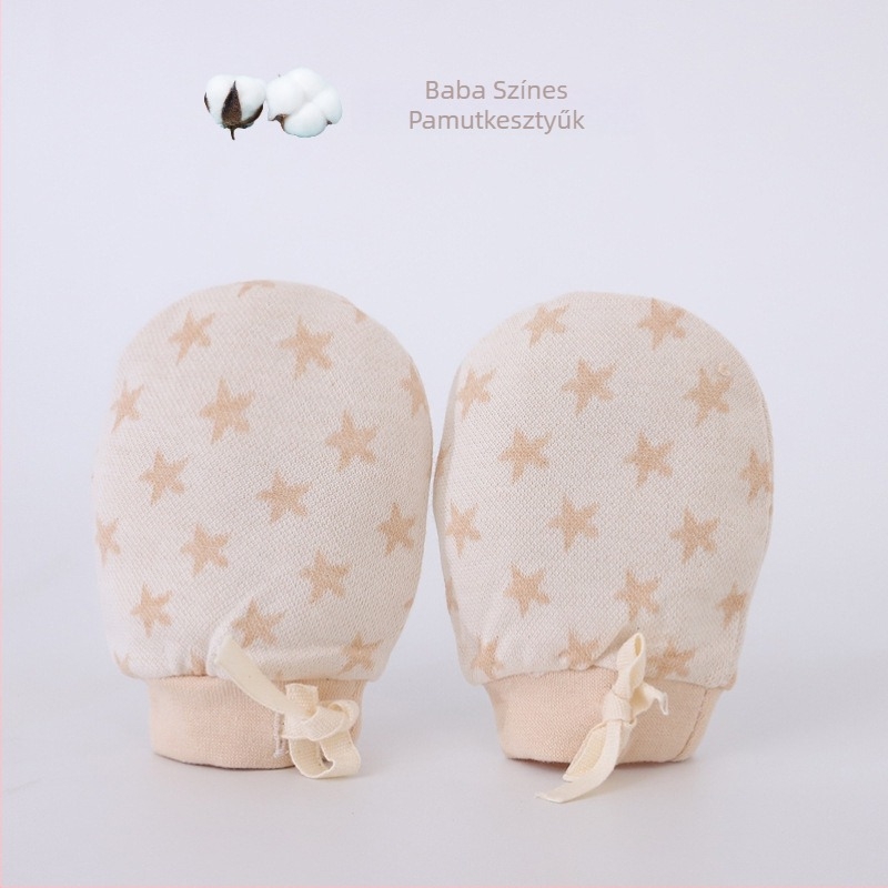 Baba anti-karcoló pamut kötött kesztyűk újszülötteknek, állítható jacquard mintázat, uniszex, Swan's horn
