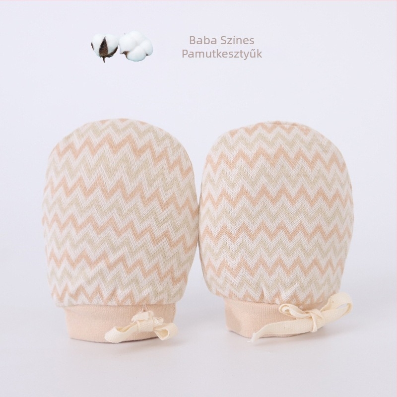 Baba anti-karcoló pamut kötött kesztyűk újszülötteknek, állítható jacquard mintázat, uniszex, Swan's horn
