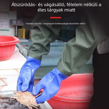Ipari PVC kesztyűk, olajálló, körülbelül 70 cm hosszú, újrahasználható, akvakultúrához és lótuszgyökér ásáshoz