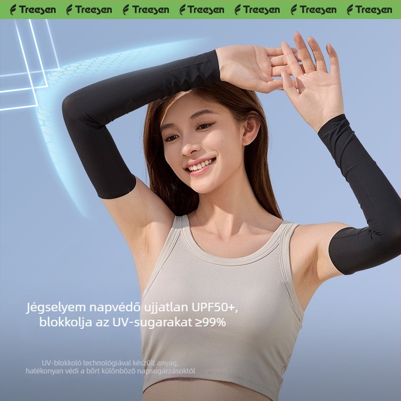 Ujjatlan nylon karvédő, jég-selyem hatású textúra, UV-védelem kerékpározáshoz (81–95% nylon)