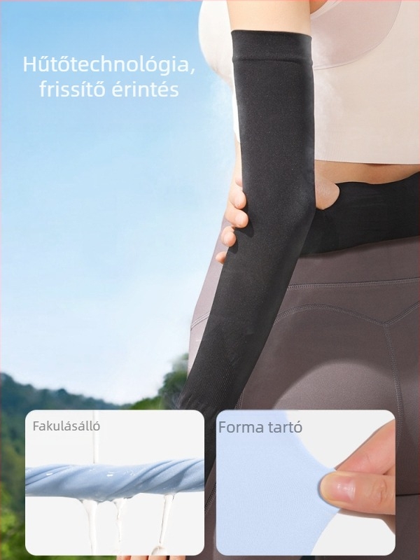 Uniszex UV-védős karvédők, hosszúak, egyszínűek, Spandex/Lycra anyagból, szabadtéri sportokra (kerékpár, túra, futás, horgászat)