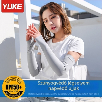 Hosszú nyári karvédők nylon–spandex anyagból, logónyomással, UV-védelmet nyújt, uniszex, kültéri tevékenységekhez