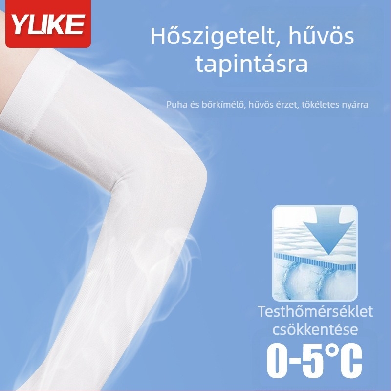 Hosszú nyári karvédők nylon–spandex anyagból, logónyomással, UV-védelmet nyújt, uniszex, kültéri tevékenységekhez