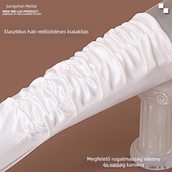 Esküvői szatén kesztyűk, középhosszú, hátul rugalmas, ujjas stílus, Jiangshan Meilai márka