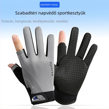 Védő kesztyű autóvezetéshez, nyári, vékony modell, ice silk anyag, nyitott ujjak kialakítású, ideális vezetésre, kerékpározáshoz és horgászathoz