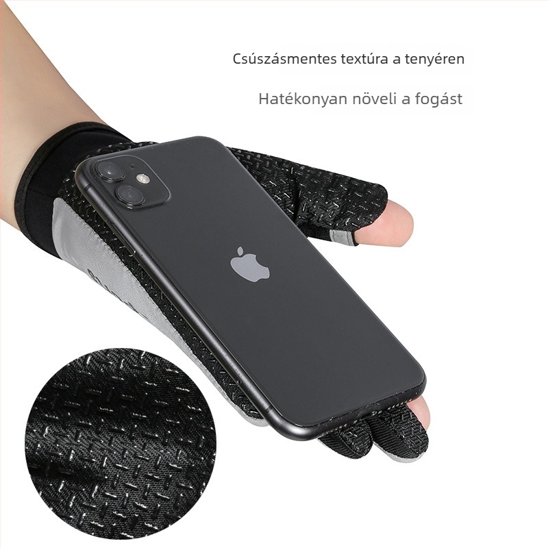 Védő kesztyű autóvezetéshez, nyári, vékony modell, ice silk anyag, nyitott ujjak kialakítású, ideális vezetésre, kerékpározáshoz és horgászathoz