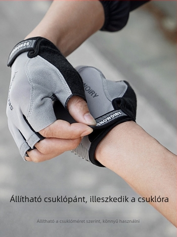 Félujjú kerékpáros kesztyű – úti és terep kerékpárokhoz, uniszex felnőttek, Ku Rui márka, Anyag: ice silk stretch cloth + microfiber leather
