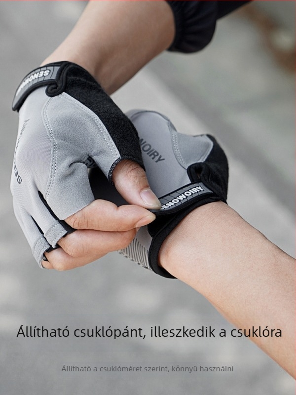 Félujjú kerékpáros kesztyű – úti és terep kerékpárokhoz, uniszex felnőttek, Ku Rui márka, Anyag: ice silk stretch cloth + microfiber leather