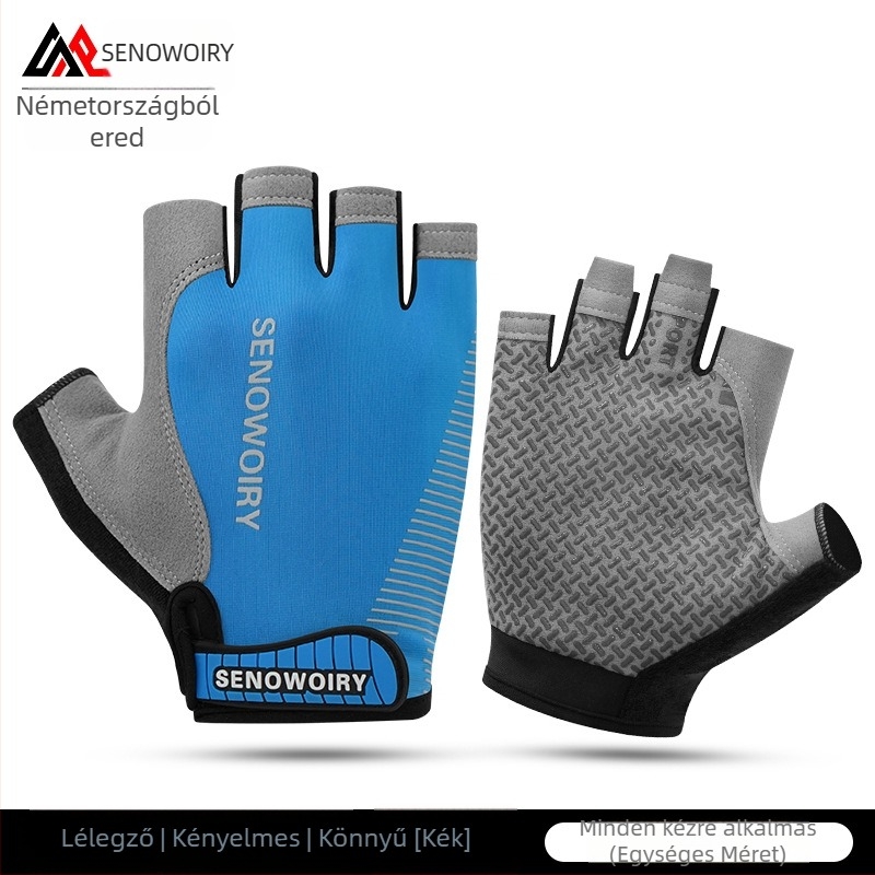 Félujjú kerékpáros kesztyű – úti és terep kerékpárokhoz, uniszex felnőttek, Ku Rui márka, Anyag: ice silk stretch cloth + microfiber leather