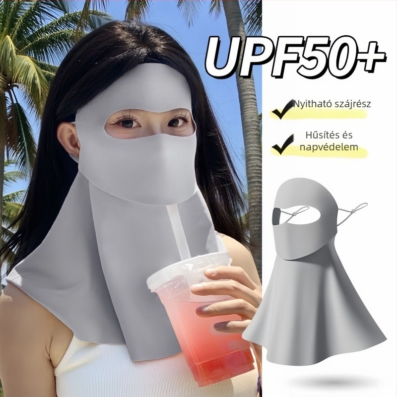 Teljes arcú UV-védő maszk nyakvédővel, lélegző imitációs nylon anyagból