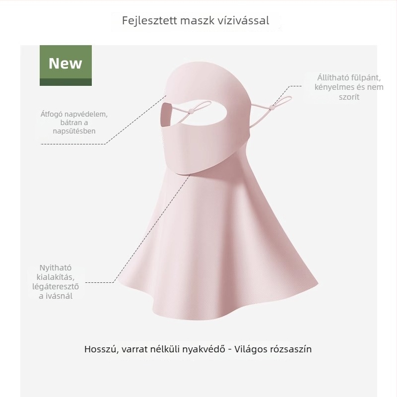 Teljes arcú UV-védő maszk nyakvédővel, lélegző imitációs nylon anyagból