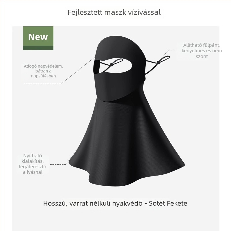 Teljes arcú UV-védő maszk nyakvédővel, lélegző imitációs nylon anyagból