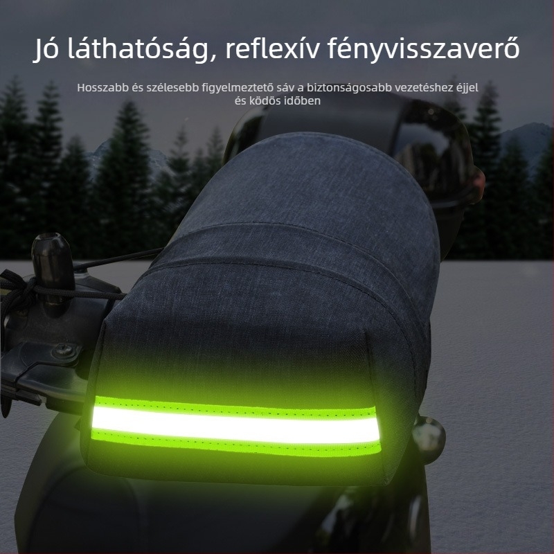 TDGO kormányvédő takaró elektromos járművekhez; napvédő, szélálló és hőszigetelő; velúr anyag; téli vastag kialakítás