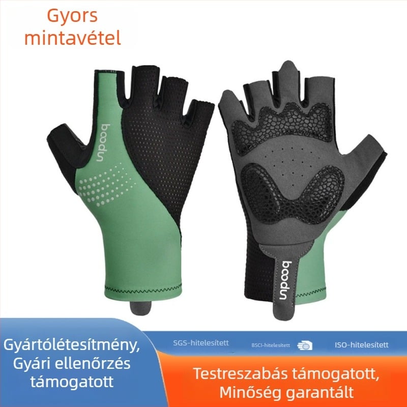 Bolton félujjas kerékpáros kesztyűk útvonalhoz – Uniszex felnőttek, anyagok: Lycra, Szilikon, Stair Cloth