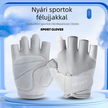 Félujjú edzőkesztyű, csúszásmentes, lélegző hálószövettel, poliészter (61-70%), kerékpárhoz, jóga és Pilateszhez