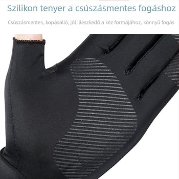 Félujjas napvédő kerékpáros kesztyű, Ice Silk és poliészter, csúszásmentes, 2023 tavasz