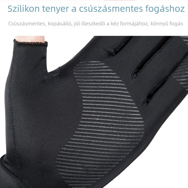 Félujjas napvédő kerékpáros kesztyű, Ice Silk és poliészter, csúszásmentes, 2023 tavasz
