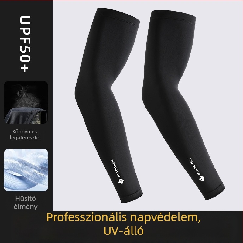 Férfi napvédő karvédők jégselyemből, vékonyak, légáteresztőek, nyári UV védelem kerékpározáshoz