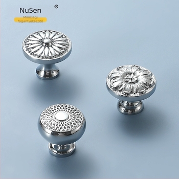 Szekrényajtó fogantyú rózsa mintával, réz, modell 301, testreszabható