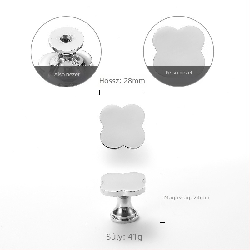 Szekrényajtó fogantyú rózsa mintával, réz, modell 301, testreszabható